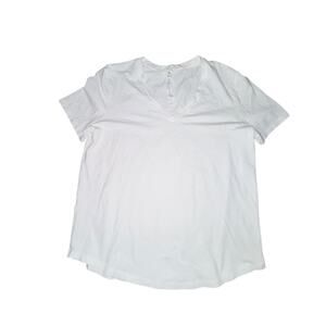 Lululemon Love Tee Short Sleeve V-Neck Shirt Women's Size 8 White Pima Cotton